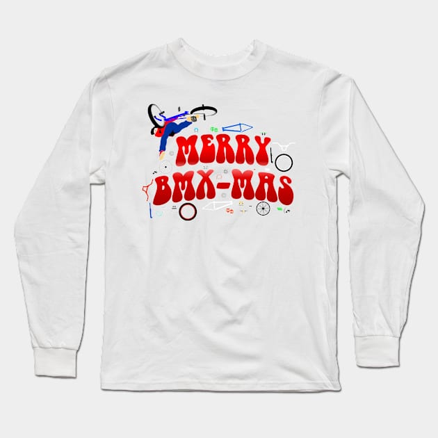 Merry Christmas BMX-Mas Long Sleeve T-Shirt by Frazza001